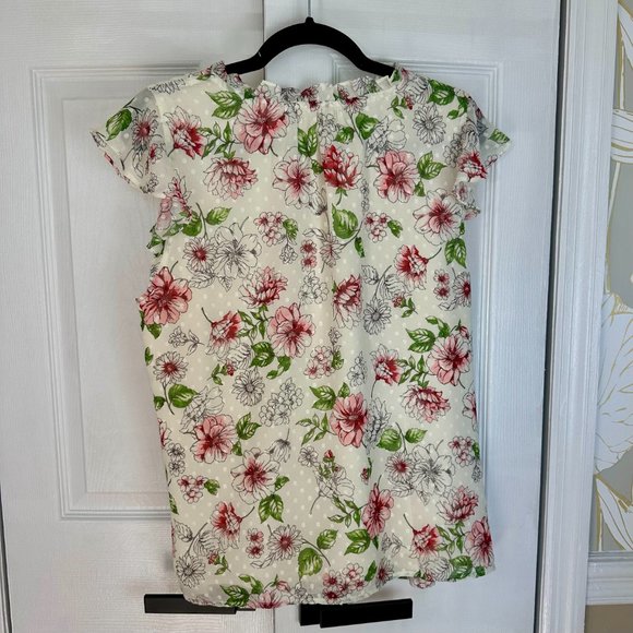 Skies are Blue Candice Flutter Sleeve Floral Top - L - Picture 4 of 9